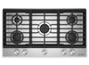 KitchenAid 36\" Gas-on-Metal Cooktop with Cast-Iron Grates – Stainless Steel - KCGK336SSS