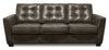 Clark 85\" Genuine Leather Sofa with Button Tufting – Charcoal