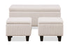 Marlow 19.5” 3-Pack Storage Ottomans – Beige