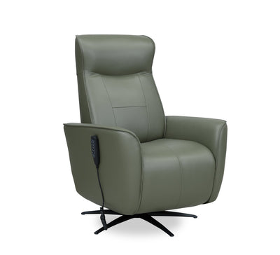 Serene 31" Genuine Leather Power Reclining Massage Chair with Power Headrest and Heated Seat - Green | Fauteuil de massage à inclinaison électrique Serene de 31 po en cuir véritable avec appuie-tête électrique et siège chauffant - vert