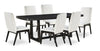 Alma 7pc Dining Set with Table & 6 Chairs, Trestle Base, 86\"W - Charcoal Black & White