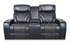 Elite 74\" Genuine Leather Massage Power Reclining Loveseat with Immersive Audio and Power Headrests - Black