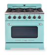 Classic Retro by Unique 36\" 5.2 Cu. Ft. 6-Burner Gas Range with Convection - Ocean Mist Turquoise - UGP-36CR T
