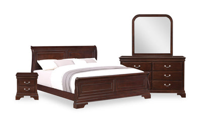 Marco 6pc Bedroom Set with Bed, Dresser, Mirror & Nightstand, Cherry Brown - King Size | Ensemble de chambre à coucher Marco 6 pièces avec lit, commode, miroir et table de nuit, brun cerisier - format très grand lit