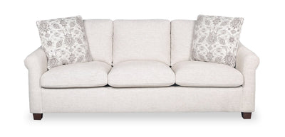 Mallie 84" Chenille Fabric Sofa with Rolled Arms and Wood Legs - Shell White | Sofa Mallie de 84 po en tissu de chenille avec accoudoirs enroulés et pattes en bois - blanc coquillage