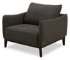 Cindy Crawford Home Gena 38.5\" Linen-Look Fabric Chair with Removable Back Cushion - Charcoal Grey