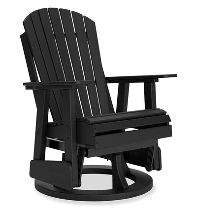 Lake Outdoor Patio Glider Swivel Chair - High Density Plastic, Weather Resistant – Black | Fauteuil pivotant et coulissant Lake pour la terrasse à l’extérieur - plastique haute densité, résistant aux intempéries - noir