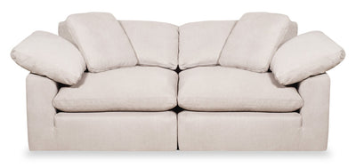 Eclipse Modular 86" Linen-Look Fabric Loveseat with Reversible Feather Down Cushions - Linen Beige | Causeuse modulaire Eclipse de 86 po en tissu d’apparence lin avec coussins réversibles en duvet et plumes - beige lin