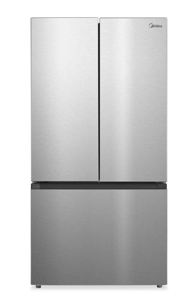 Midea 22.6 Cu. Ft. 33” Counter-Depth French Door Refrigerator with Ice Maker - MRF23I7AST | Réfrigérateur Midea de 22,6 pi3 et de 33 po de profondeur comptoir à portes françaises avec machine à glaçons - MRF23I7AST