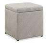 Yukon 17\" Square Storage Fabric Ottoman - Grey Striped
