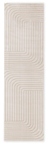 Fresh Washable Beige Rug with Modern Lines - 2'0\" x 6'7\"