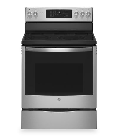 GE 30" Smart Electric Range - Fingerprint Resistant Stainless Steel - PCB900YVFS | Cuisinière électrique intelligente GE de 30 po - acier inoxydable résistant aux traces de doigts - PCB900YVFS |