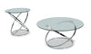Hendrix 36\" Modern 2-Pack Glass Top Coffee + End Table - Chrome with Metal Base