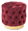 Adell 17\" Round Fabric Ottoman with Gold Base - Red