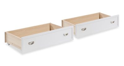 Quinn Trundle Drawers for Bed or Bunk, Set of 2 - White | Ensemble 2 tiroirs gigognes Quinn pour lit ou lits superposés - blanc