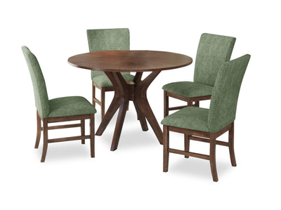 Rain 5pc Dining Set with Table & 4 Green Chairs, 45"W Round - Green/Brown | Ensemble de salle à manger Rain 5 pièces avec table ronde de 45 po (L) et 4 chaises vertes - vert et brun