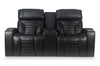 Zen 75.5\" Leather-Look Fabric Power Reclining Massage Loveseat with Refrigerator Console - Black