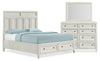 Casa 5pc Bedroom Set with Bed, Dresser & Mirror, Wood, White - Queen Size