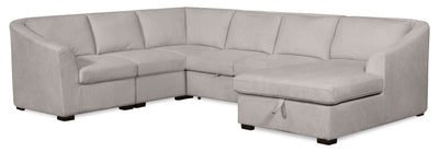 Envy 5-Piece Right-Facing Chenille Fabric Sleeper Sectional with Storage Chaise - Fog Grey | Sofa-lit sectionnel de droite Envy 5 pièces en tissu de chenille avec fauteuil long de rangement - gris brouillard