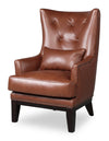 Haden 30\" Genuine Leather Accent Chair with Wood Base and Nailhead Trim - Sidekick Cobblestone Brown