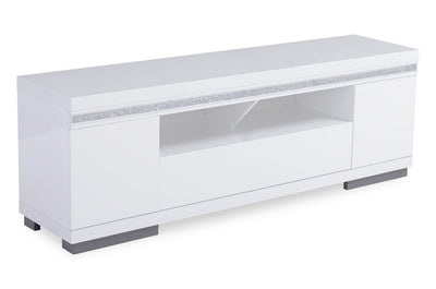Garbo 63" Modern TV Stand with Storage and Cable Management for TVs up to 70"- White|Meuble pour téléviseur moderne Garbo de 63 po avec rangement et système de gestion des câbles pour téléviseurs jusqu’à 70 po - blanc