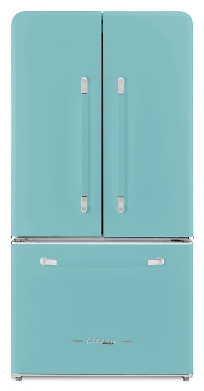 Classic Retro by Unique 36" 21.4 Cu. Ft. Counter-Depth Refrigerator - Ocean Mist Turquoise - UGP-595L T AC | Réfrigérateur Classic Rétro par Unique de 36 po et de 21,4 pi3 de profondeur comptoir - turquoise brume marine - UGP-595L T AC | U595LTAC