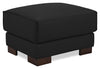 Citadel 28\" Top-Grain Genuine Leather Ottoman with Wood Legs - Black
