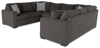 Made in Canada Legend 3-Piece Chenille Fabric Sleeper Sectional - Pewter Brown | Sofa-lit sectionnel Legend 3 pièces fabriqué au Canada en tissu de chenille - brun étain