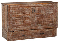 Parker Cabinet Bed with Memory Foam Mattress, Weathered Brown - Queen Size