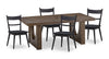 Kort & Co. Sol 5pc Dining Set with Table & 4 Chairs, Pedestal Base, 78\"W - Black & Brown