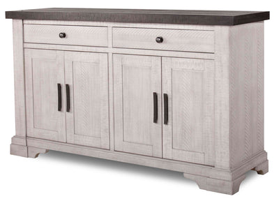 Willow Dining Server with Storage & 2 Drawers, 64"W - Rustic White & Brown | Desserte de salle à manger Willow de 64 po (L) avec rangement et 2 tiroirs - blanc rustique et brune