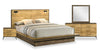 Silas 6pc Bedroom Set with Platform Bed, Dresser, Mirror & Nightstand, LED, Rustic Brown - Queen Size