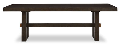 Metro Dining Table with 72-90"W Extension, Trestle Base - Brown | Table de salle à manger Metro de 72 po à 90 po (L) avec rallonge et base à tréteaux - brune