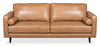 Edge 86\" Genuine Leather Sofa with Wood Legs and Removable Back Cushions - Brown