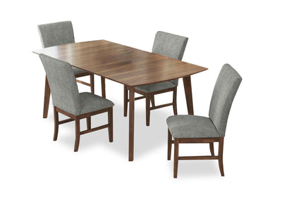 Rain 5pc Dining Set with Table & 4 Grey Chairs, 72"W - Grey/Brown | Ensemble de salle à manger Rain 5 pièces avec table de 72 po (L) et 4 chaises grises - gris et brun