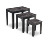 Roma 25\" 3-Piece Nesting Tables with Shelf - Black Marble Look