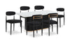 Kort & Co. Capri 7pc Dining Set with Table & 6 Chairs, Gold Accent, Pedestal Base, 72\"W - Black
