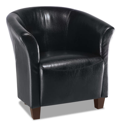 Ethan 31" Faux Leather Tub-Style Accent Chair with Wood Legs - Black | Fauteuil d’appoint Ethan de style gondole de 31 po en similicuir avec pattes en bois - noir