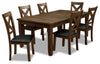 Talia 7pc Dining Set with Table & 6 Chairs, 60-78\"W Extension - Grey/Brown