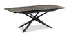 Tavo Dining Table with 63-79\"W Extension, Sintered Stone & Metal, Geometric Pedestal Base - Grey/Black
