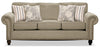 Made in Canada Wynn 93\" Chenille Fabric Sofa with Nailhead Trim and Wood Bun Legs - Taupe