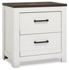 Zoey Bedside 2-Drawer Nightstand, 24.4\"W x 24.9\"H - Two-tone White & Brown