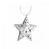 Silver Metal Ornament Star - Merry Christmas - Set of 6