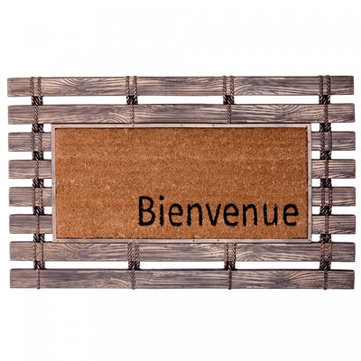 Bienvenue Rubber Fence with Coir Mat Floormat|Tapis de plancher « Bienvenue » représentant une clôture en caoutchouc avec fibre de coco