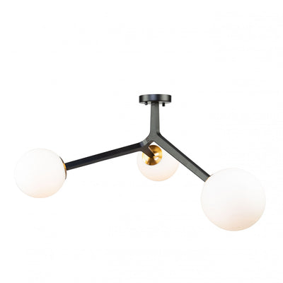 Ravello 3-Light Black and Harvest Brass Semi-Flush Mount