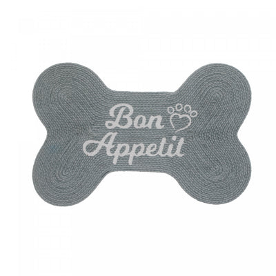 Braided Cotton Bone Shape Pet Mat Bon Appetit Floormat|Tapis de plancher pour animaux « Bon appétit » en forme d’os en coton tressé