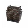 3pc Rect. Nesting Basketweave Basket with Handle Chocolate Storage