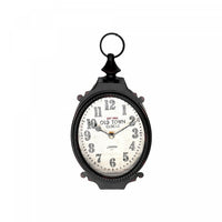 Rustic Metal Black Oval Clock