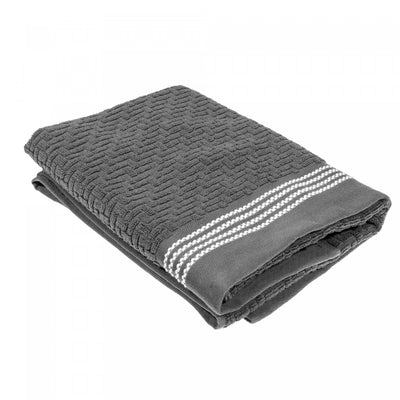 Luxury Stitch Bath Towel 30 x 60 Cool Grey - Set of 2 Towels|Serviette de bain brodée luxueuse 30 x 60 gris froid - ensemble de 2 serviettes