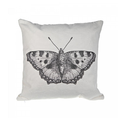 Polycotton Cushion with Side Zipper Butterfly - Set of 2|Coussin en polyester-coton avec un papillon et une fermeture à glissière latérale - ensemble de 2